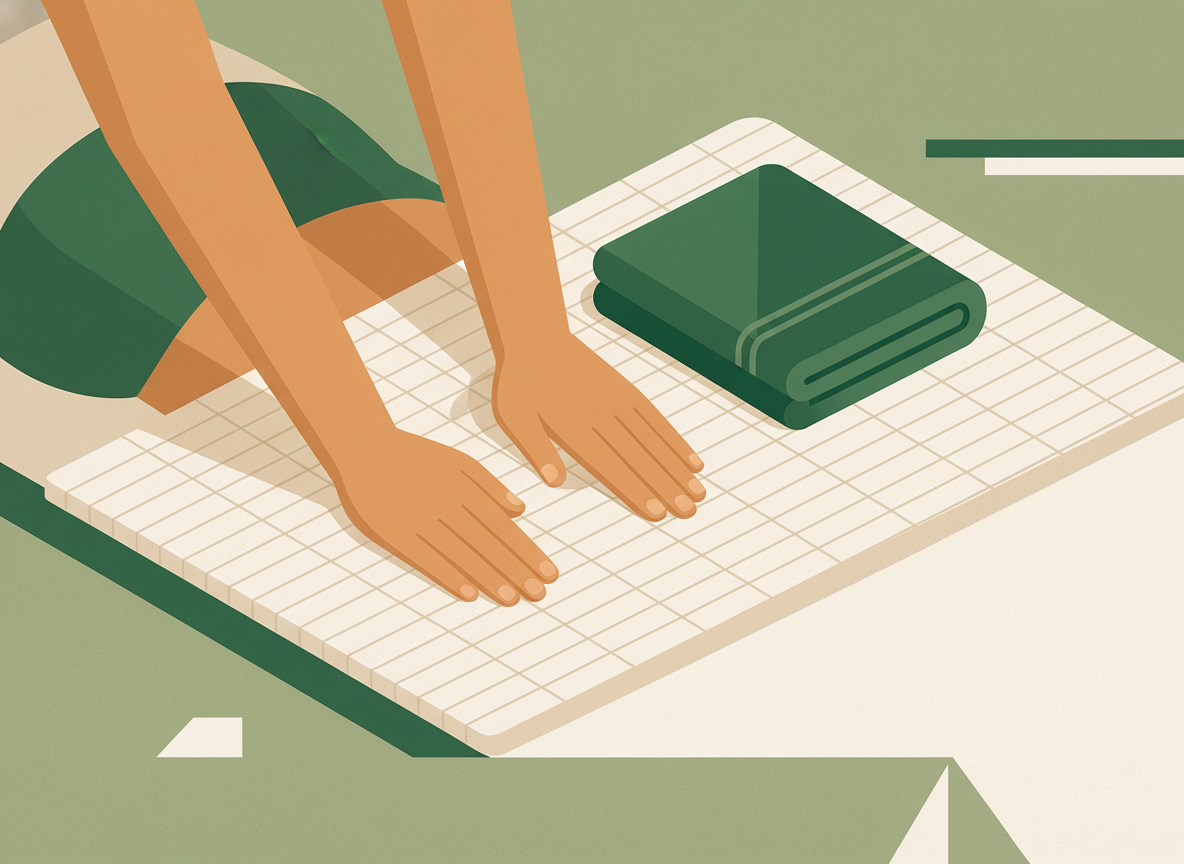 Illustration of hands applying deep steady pressure during Thai bodywork