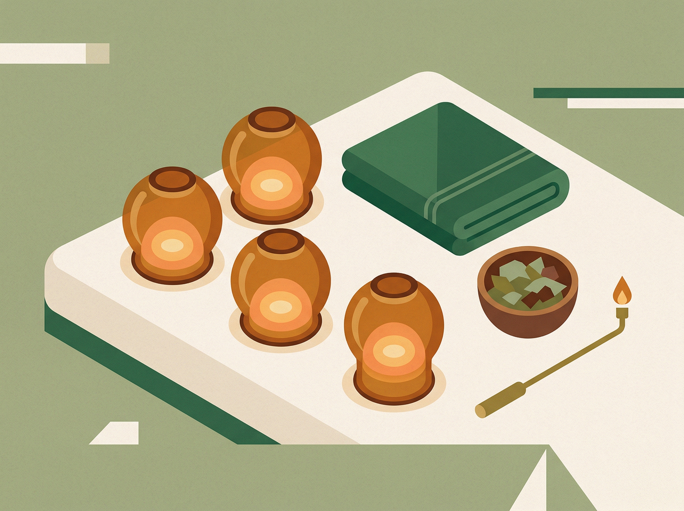 Illustration of traditional Thai fire cupping cups