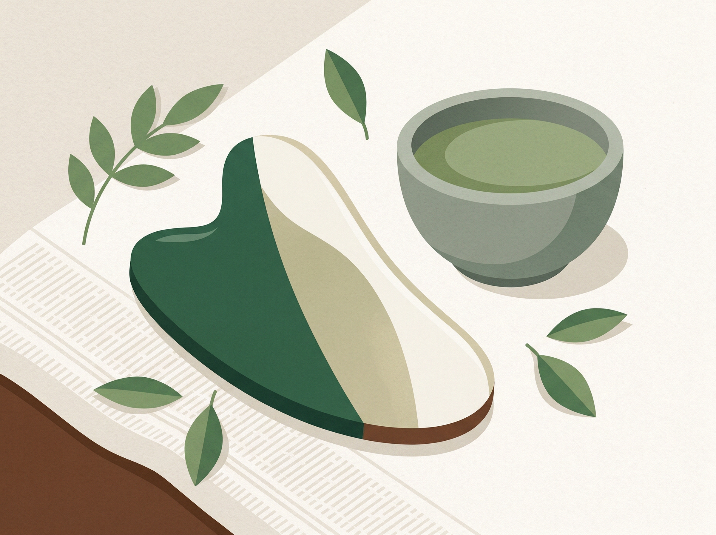 Illustration of a Thai Gua Sha scraping tool with herbal balm
